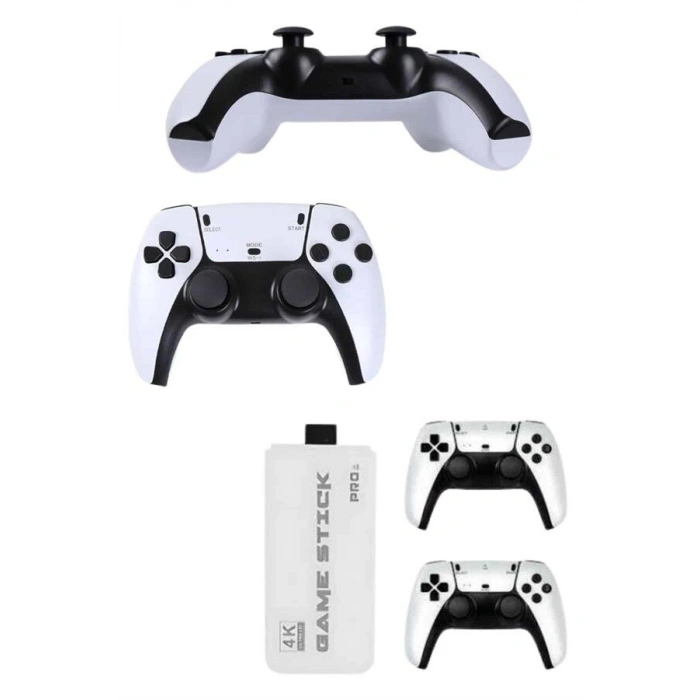 4K HD Görüntü Kaliteli Retro Game Stick 20000 Oyunlu Çift Kollu Beyaz Game Stick