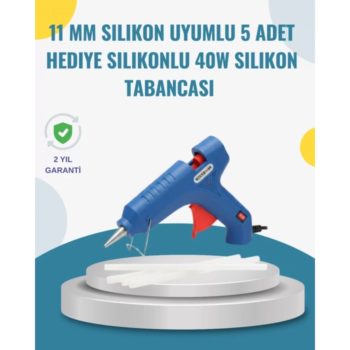 5 Silikon Hediyeli 40W Sıcak Silikon Tabancası Pratik Güçlü Kullanım