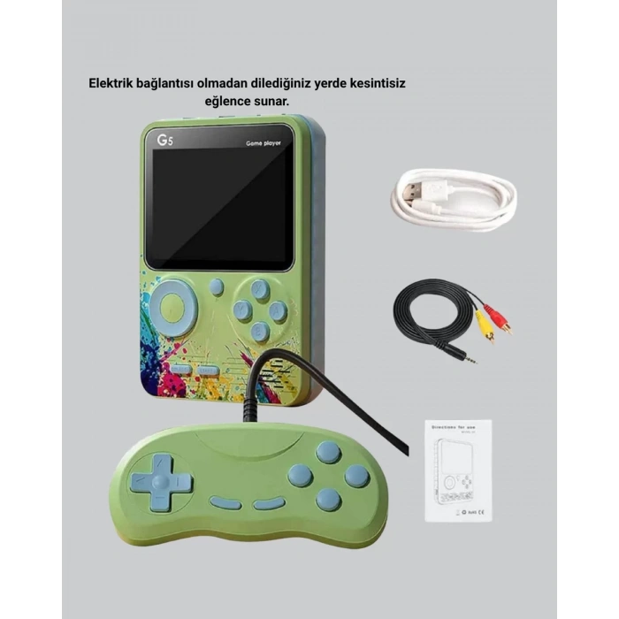 500 Oyunlu G5 Retro Mini Oyun Konsolu 3 İnç Ekran ve TV Desteği