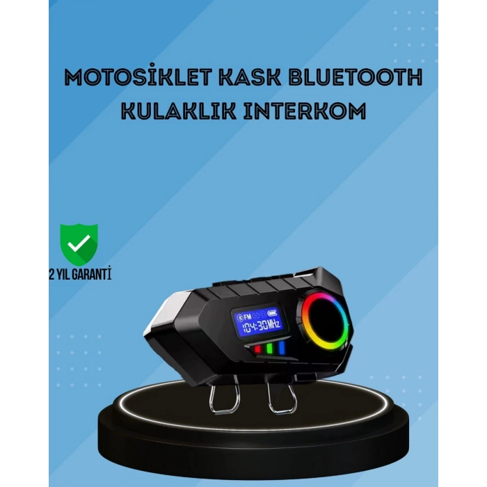 500mAh Bataryalı Bluetooth 5.4  İnterkom LED Ekranlı FM Destekli