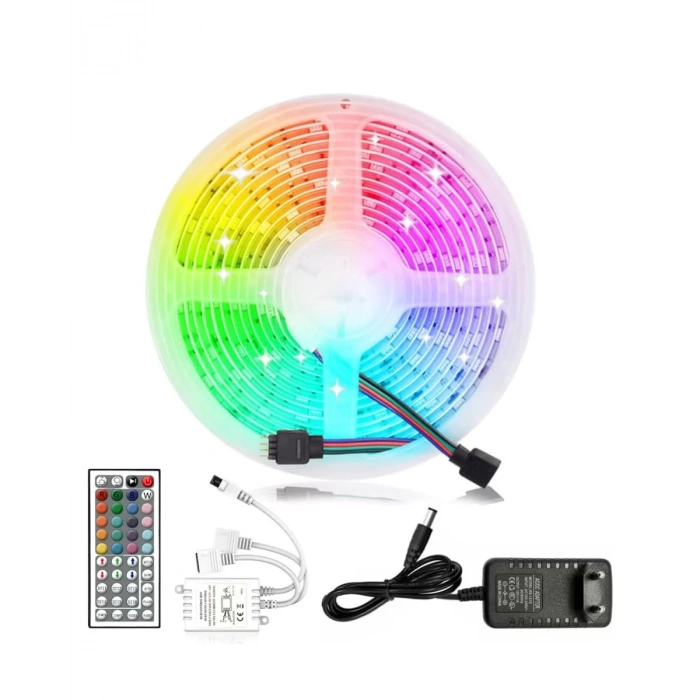 5050 RGB LED Şerit 5 Metre Uzaktan Kumandalı Ortam Aydınlatma Led