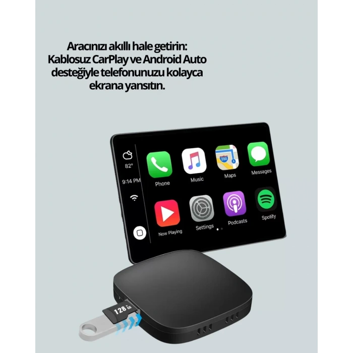 5.8GHz WiFi Destekli Kablosuz Android Auto Dönüştürücü Yeni Nesil