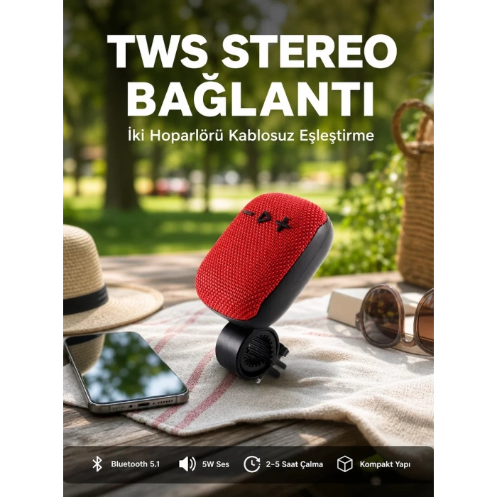 5W Kablosuz Bluetooth Hoparlör Güçlü Bas ve FM Radyo