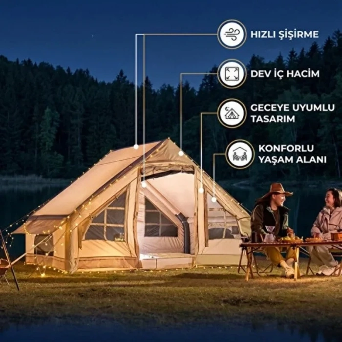 6 Kişilik Şişme Kamp Çadırı - 4 Mevsim - Dev İç Hacim