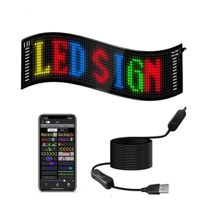 60 cm LED Matrix Panel 16x96 Piksel Bluetooth Kontrollü RGB Kayan Yazı Ekranı