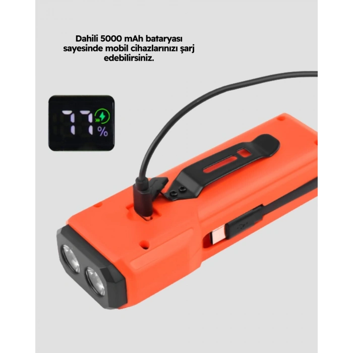 600 Lümen Bisiklet Ön Işık Powerbankli Çakar COB Led