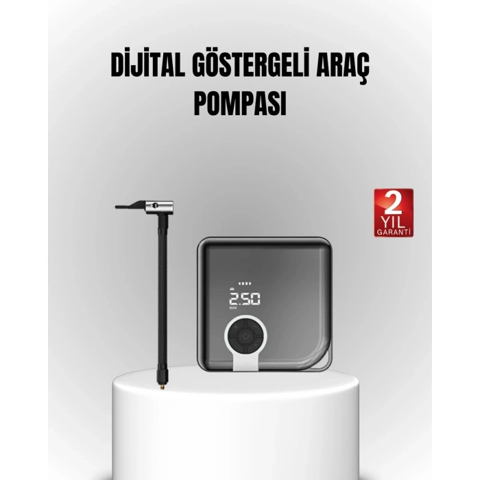 6000mAh Bataryalı Type-C Şarjlı Mini Hava Kompresörü LED Işıklı