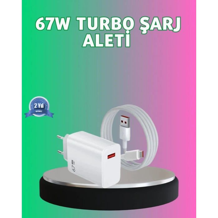 67 Watt Güçlü Turbo Şarj Aleti Samsung Note 10 Note 20 Uyumlu