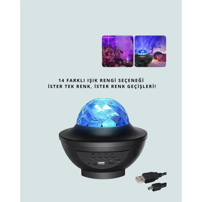 Bluetooth & USB Müzik Çalar Gece Lambası – 50 m² Kapsama Uzaktan Kumanda