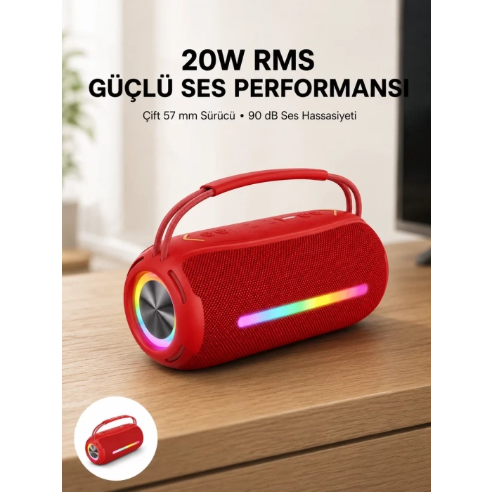 USB/SD/AUX Girişli Hoparlör – 10 W × 2 Çift Sürücü