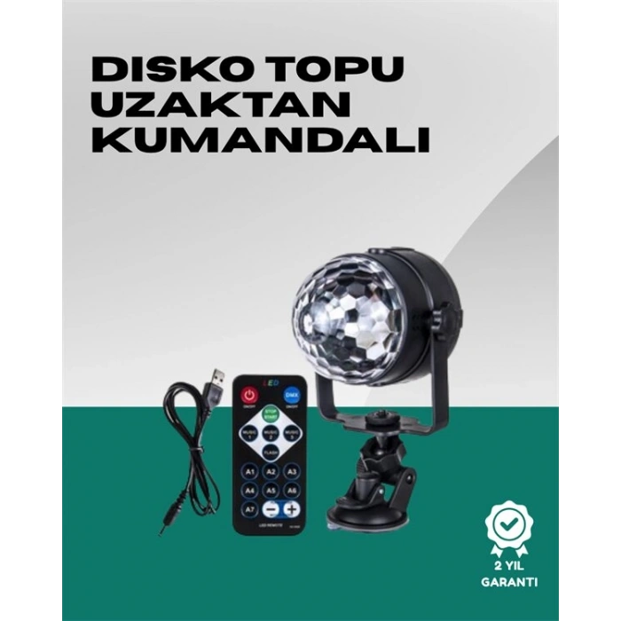 7 Farklı Aydınlatma Modu ve Ses Sensörlü Disko Topu Lambası