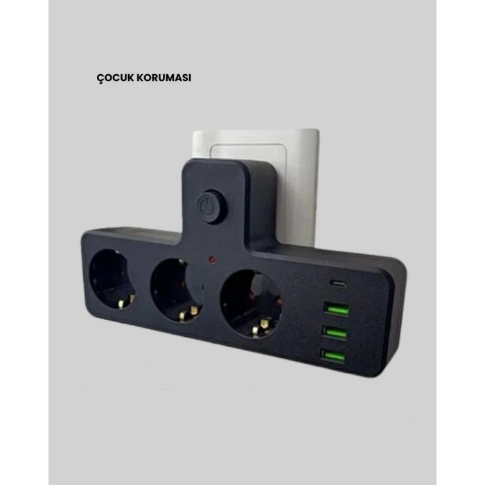 7 Portlu Çoklu Priz USB ve Type-C Girişli Akıllı Güç Ünitesi