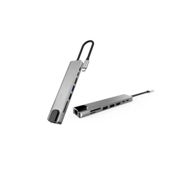 8 Port Type C Hub USB HDMI RJ45 SD TF Kart Okuyucu Çoklayıcı