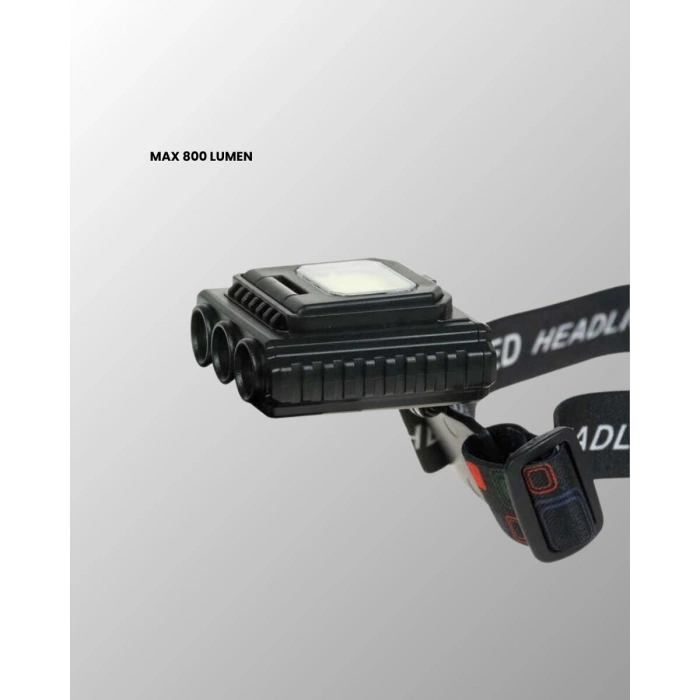 800 Lumen LED Kafa Lambası COB ve XPE Led Type C Şarjlı Ayarlanabilir