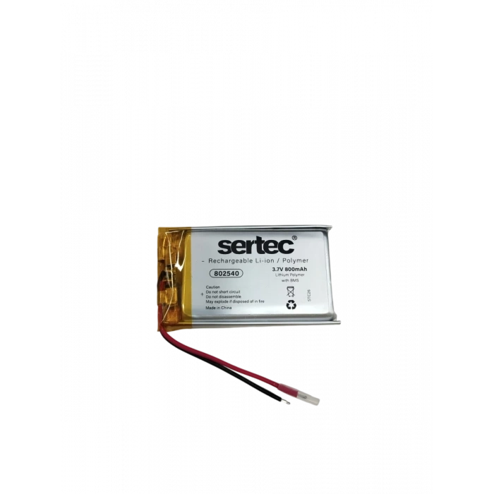 802540 3.7V 800mAh Li-Polymer Pil (Devreli/1.5A)