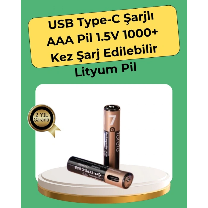 AAA Boyutunda USB Şarjlı Pil – Kompakt Tasarım Geniş Uyumluluk