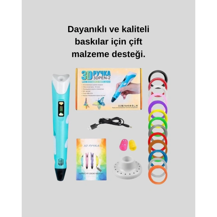 ABS ve PLA Filament Destekli 3D Yazıcı Kalem