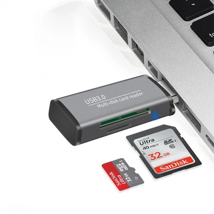 ADS-105 USB 3.0 Hızlı Card Reader SD/TF Hafıza Kart Okuyucu-(5775)