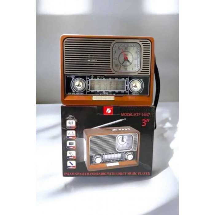 Ahşap Görünümlü Retro Bluetooth Radyo USBAUX Ve SD Kart Girişli