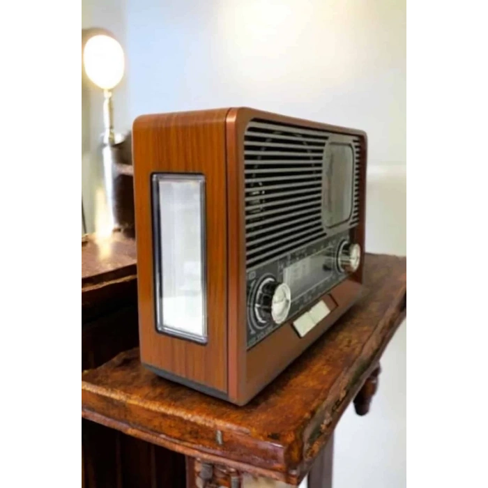 Ahşap Görünümlü Retro Bluetooth Radyo USBAUX Ve SD Kart Girişli