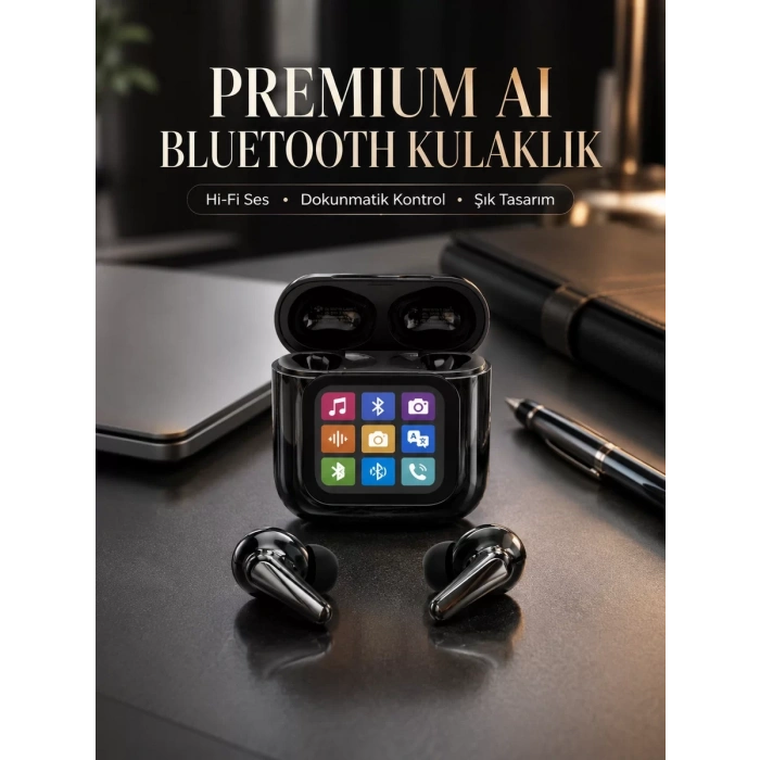 AI Destekli Dokunmatik Ekranlı Kablosuz Bluetooth Kulaklık