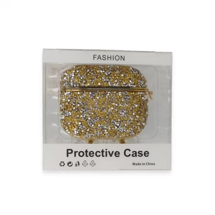 Airpods Pro (1.nesil) Mira Taşlı Kılıf - Gold