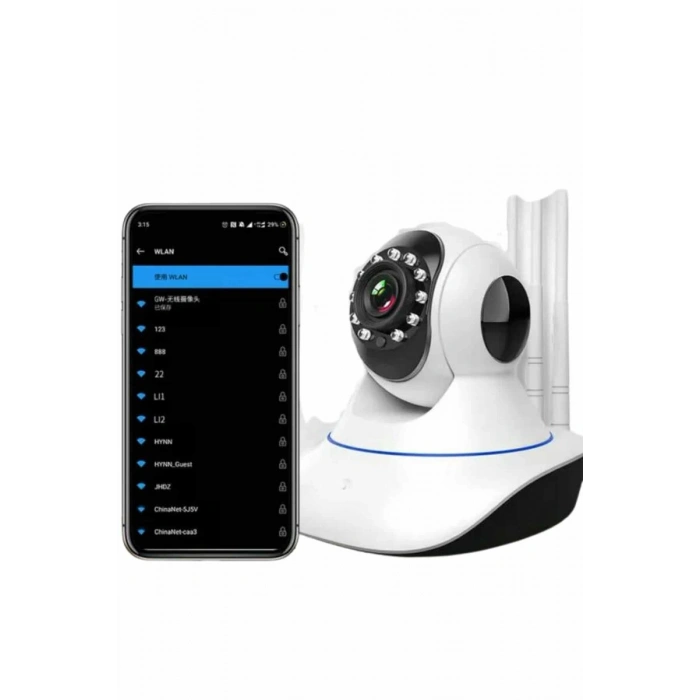 Akıllı Gece Görüşlü Sensörlü Wifi Kamera Telefondan Takip Edilebilir