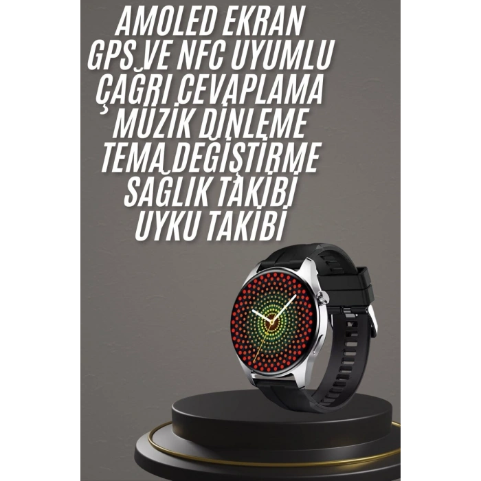 Akıllı Saat 1.5 Inç Amoled Ekran Çift Kordonlu GPS NFC Uyumlu