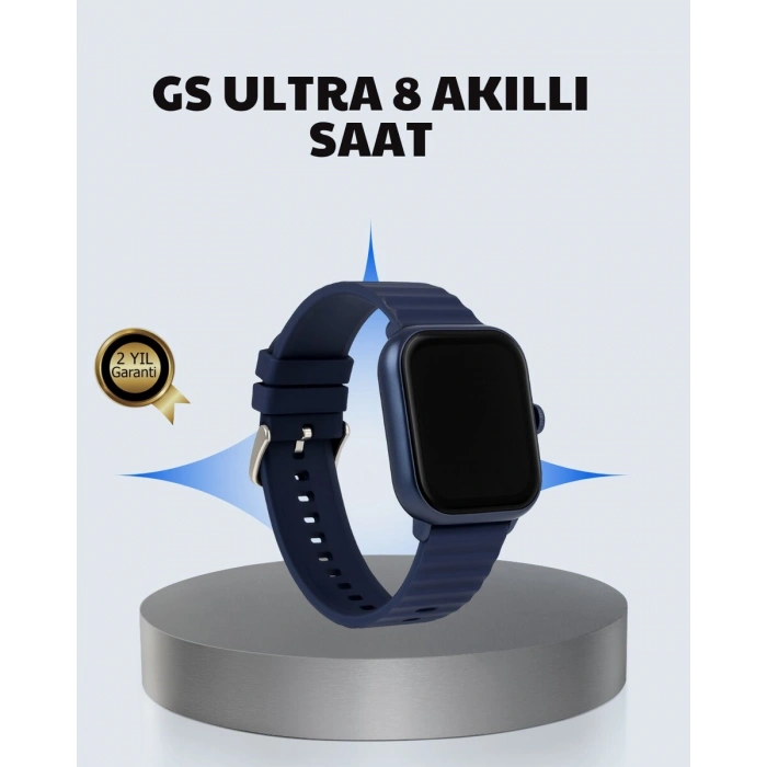Akıllı Saat 360 mAh Çoklu Spor Modlu Lacivert Siyah Kordon