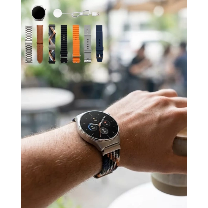 Akıllı Saat 7 Kordonlu Bluetooth Arama Nabız Takip ve Spor Modlu Çok Fonksiyonlu