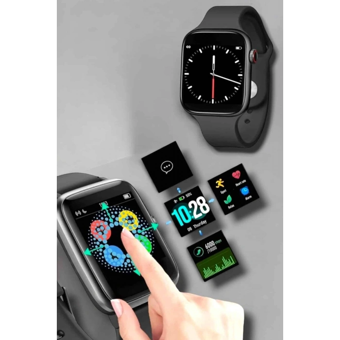 Akıllı Saat Adım Sayar Kalp Atışı İzleme Dokunmatik Bluetooth Bağlantılı