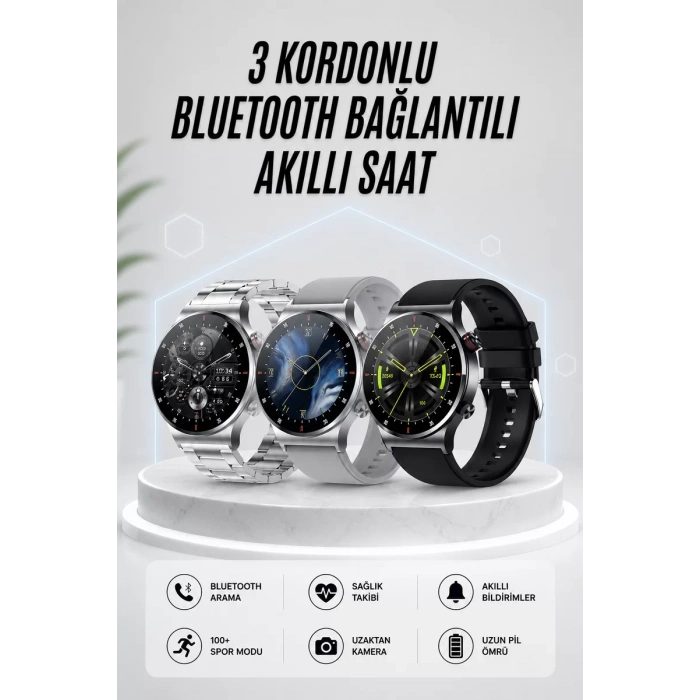 Akıllı Saat Amoled Ekran Bluetooth Bağlantılı Sesli Görüşme Nabız Ölçer