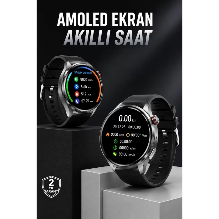 Akıllı Saat Bluetooth Bağlantılı Amoled Ekran Uyku ve Sağlık Takibi