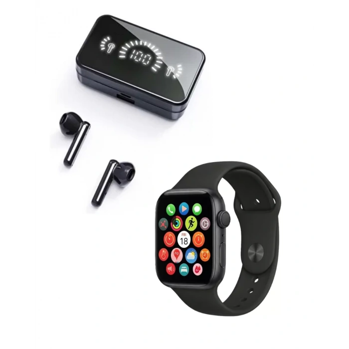 Akıllı Saat ve Bluetooth Kulaklık Seti AMOLED Ekran Uzun Batarya ve Kablosuz Kullanım