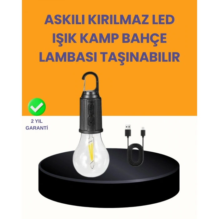 Akıllı Sensörlü USB Şarjlı Kamp Lambası