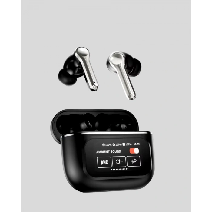 Aktif Gürültü Engelleme (ANC) Kablosuz Bluetooth Kulaklık – Dijital Ekranlı Dokunmatik ve Uzun Pil Ömürlü