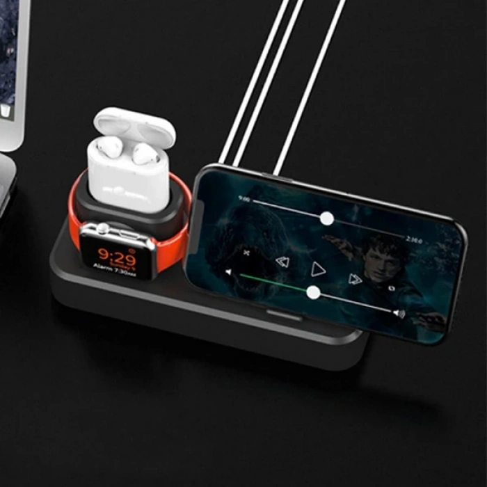 Ally 3in1 Charging Base İPhone+ İwatch+ İPods Silikon Şarj Standı-(5775)