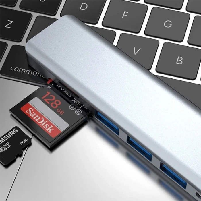Ally 7in1 USB 3.1 HDMI 4K 30HZ 2K 1080P Type-C HUB Adaptör Dönüştürücü-(5775)
