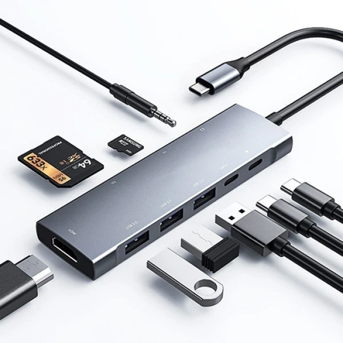 ALLY  9 İn1 Type C Hub 4k 30hz Hdmi Usb 3.0SdPD Adaptör-(5775)