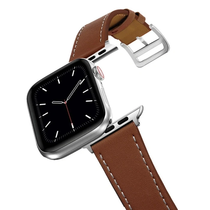 Ally Apple Watch 7-8 41mm 6-5-4 40mm Single Coil Deri Kayış Kordon 3-2-1 38mm-(5775)