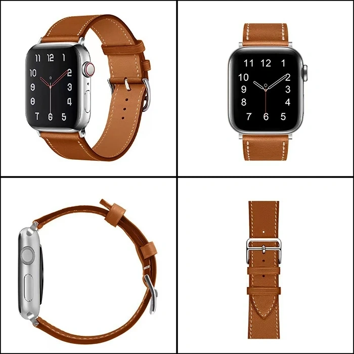 Ally Apple Watch 7-8 41mm 6-5-4 40mm Single Coil Deri Kayış Kordon 3-2-1 38mm-(5775)
