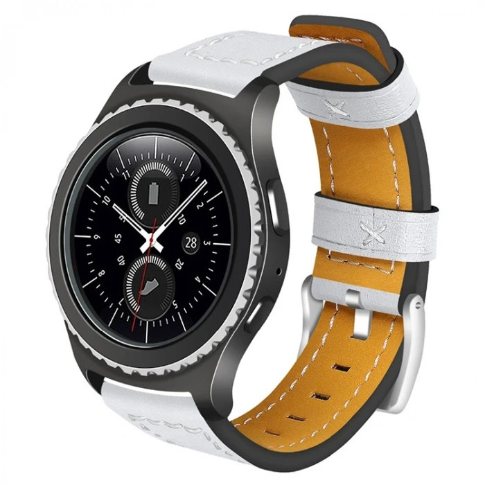 Ally Gear S3 Watch 4 46mm Classic Frontier Deri Dişli Kayış Kordon-(5775)