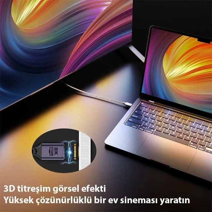 ALLY HDMI to HDMI 8K HD 2.1UHD Mıknatıs Başlıklı Kablo 1 Metre-(5775)