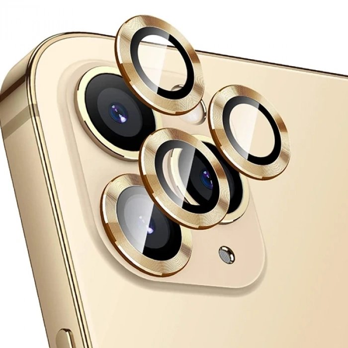 ALLY İphone 12 Pro Max 3D Metal Çerçeveli Kamera Lens Koruyucu-(5775)