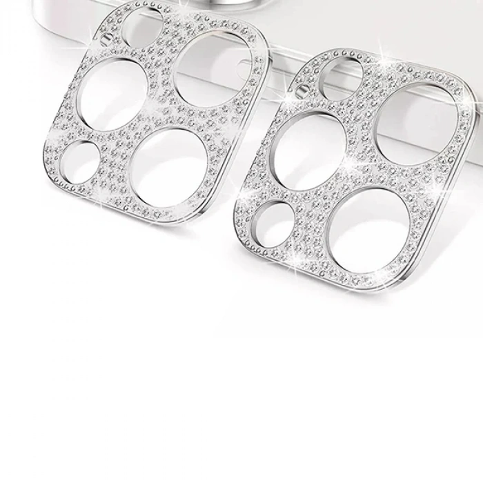 ALLY İPhone 12 Pro Max Kamera Koruyucu Lens Diamond Taş İşlemeli-(5775)