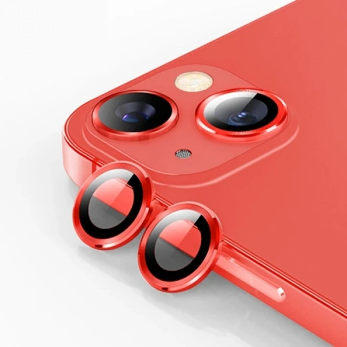 ALLY İPhone 13 - 13 Mini 3D Metal Çerçeveli Kamera Lens Koruyucu-(5775)