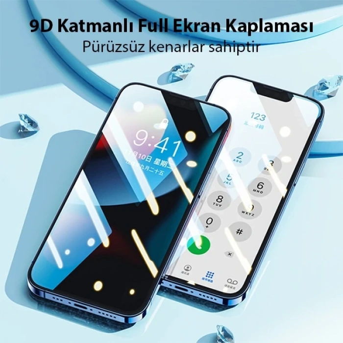 Ally iPhone 13 Pro Max 6.7 Full Glue-Tempered Cam Ekran Koruyucu-(5775)