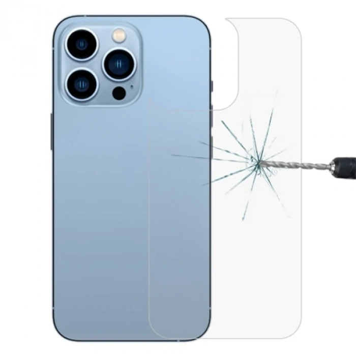 Ally iPhone 13 Pro Max 6.7 Tempered Şeffaf Arka Cam Koruyucu-(5775)
