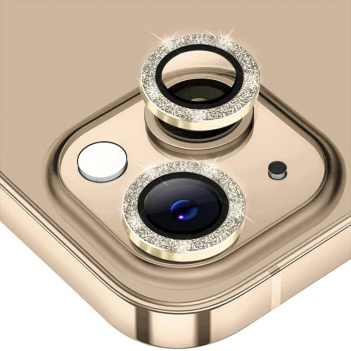 ALLY iPhone 14-14 Plus Diamond Taş İşlemeli Alüminyum Alaşımlı Kamera Lens Koruyucu-(5775)