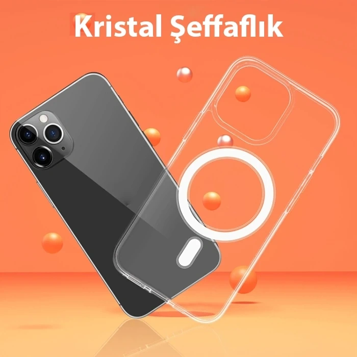 ALLY iPhone 14 6.1inç Magsafe Uyumlu Manyetik Sert Silikon Kılıf-(5775)